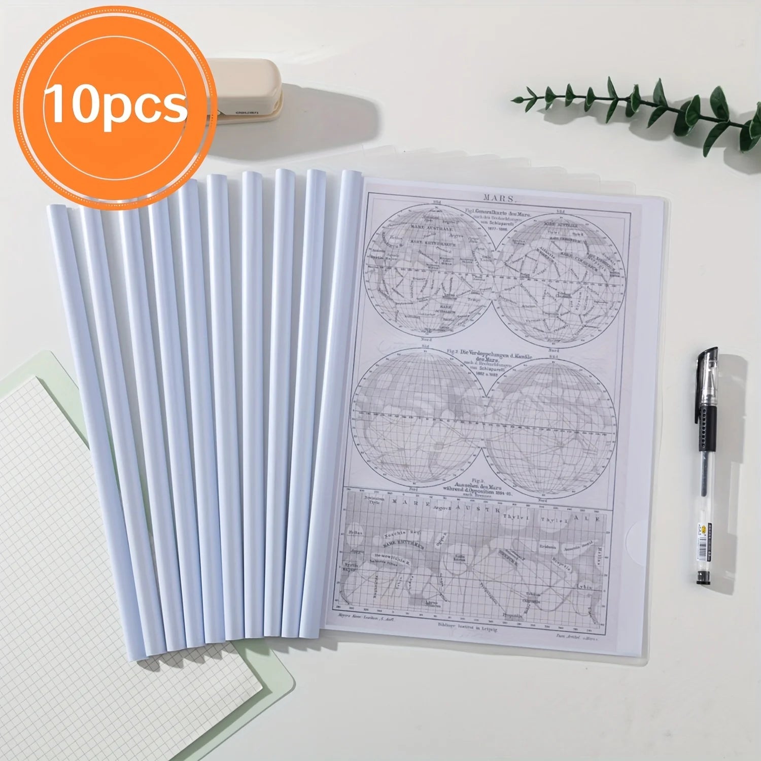 10pcs A4 Transparent Retractable File Folders -Durable Plastic Expandable Document Organizer for Reports,Resumes,School Supplies