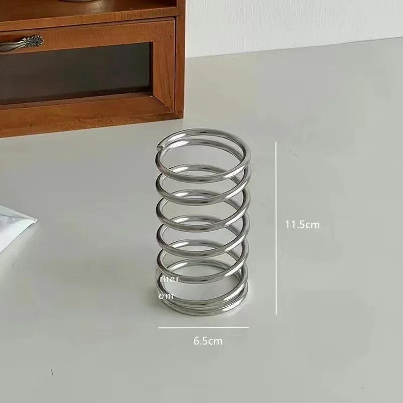 Creative Spiral Pen Holder Multifunctional Stainless Steel Desktop Storage Rack Bathroom Toothbrush Box Student Gifts