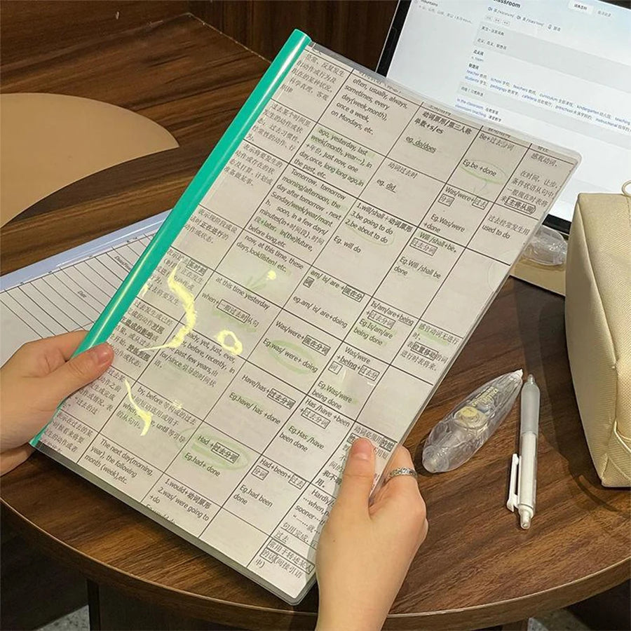 2pc A4 Folder Storage Book Morandi Cute Transparent Waterproof File Bag Document Protection Office School Supplies