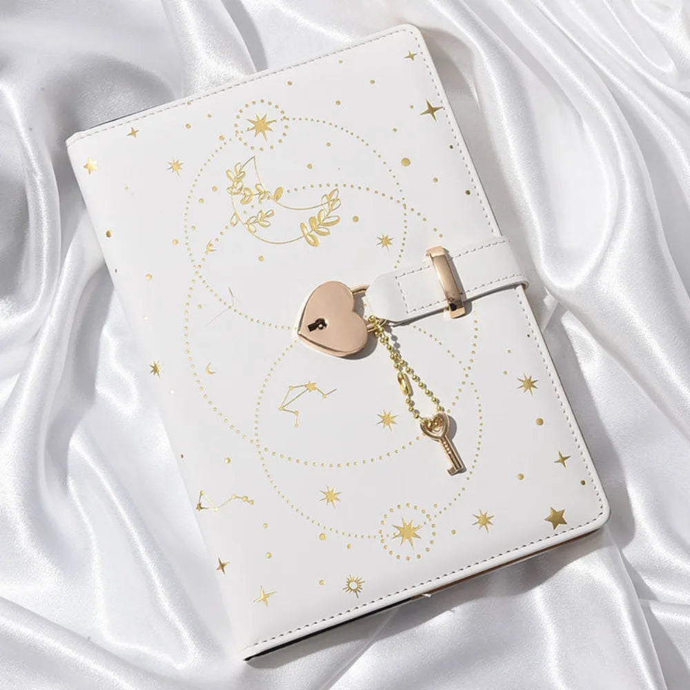 Heart Key Lock Password Notebook Diary Book Stationery A5 Notebook With Lock Love Girl Diary Protecting Secrets